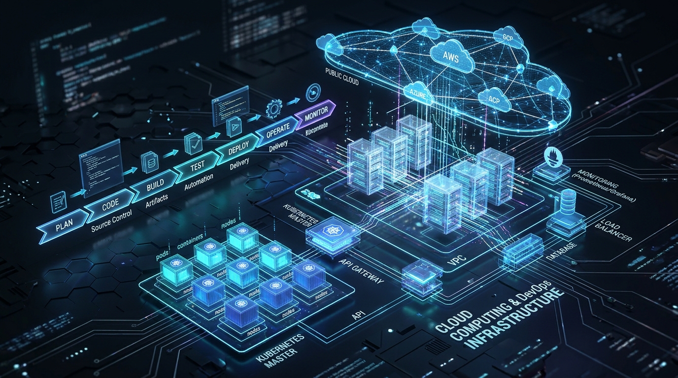 Cloud and DevOps infrastructure illustration